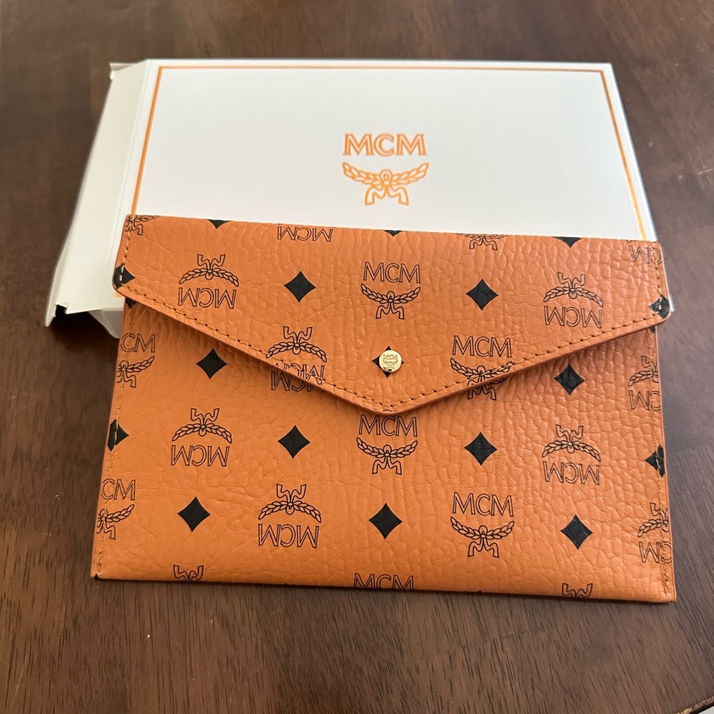 MCM Orange and Black Clutch